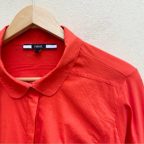 next Tops - Next Women's Shirt UK 20 Bright Orange Stretch Button Back Roll Tab Sleeves Plus